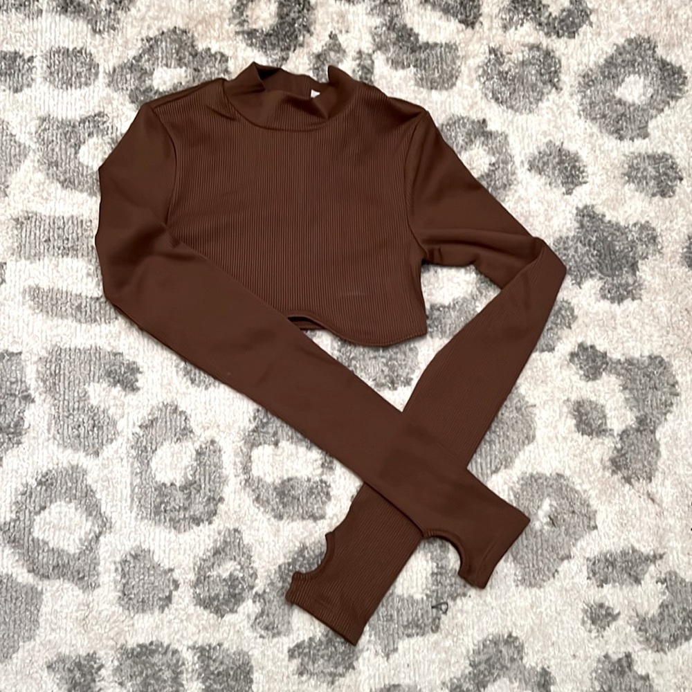 NEW with tags! Brown cropped mock neck. Great for fall!